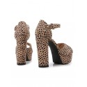 Chunky Heeled Platfrom Criss Cross Ankle Strap Sandals