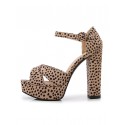 Chunky Heeled Platfrom Criss Cross Ankle Strap Sandals