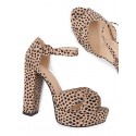 Chunky Heeled Platfrom Criss Cross Ankle Strap Sandals