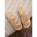 Straw Double Straps Slippers