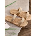 Straw Double Straps Slippers