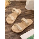 Straw Double Straps Slippers