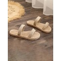 Straw Double Straps Slippers
