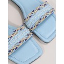 Square Toe Rhinestone Beading Design Slippers