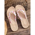 Cherry Print Espadrilles Straw Flip Flops