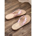 Cherry Print Espadrilles Straw Flip Flops