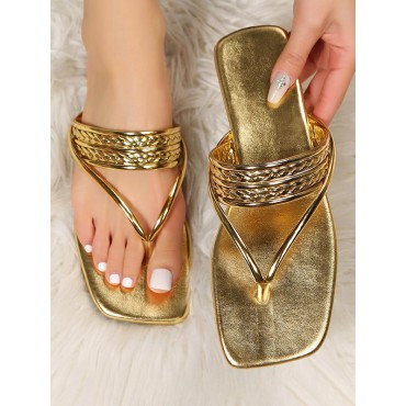 Metallic Beach Vacation Thong Sandals Flip Flops
