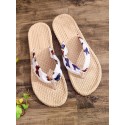 Vacation Beach Butterfly Pattern Espadrilles Straw Slip On Sandals Flip Flops
