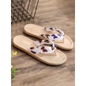 Vacation Beach Butterfly Pattern Espadrilles Straw Slip On Sandals Flip Flops