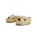 Cross Straps Platfrom Straw Wedge Heeled Beach Vacation Sandals