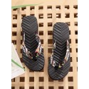 Beach Vacation Printed Boho Style Wedge Heeled Platform Flip Flops