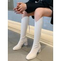 Chunky Heel Zip Back Solid Color Knee-High Boots
