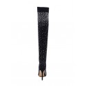 Rhinestones Detail Stiletto Heeled Club Stretch Over-the-knee Socks Boots