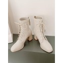 Back Zip Lace Up Chunky Heeled Boots