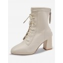 Back Zip Lace Up Chunky Heeled Boots