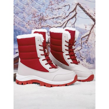 Fleece Lined Lug Sole Warm Winter Boots