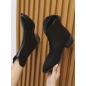 Back Zip Chunky Heel Ankle Boots