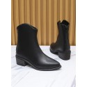Back Zip Chunky Heel Ankle Boots
