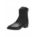 Back Zip Chunky Heel Ankle Boots