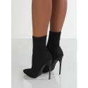 Pointed Toe Heeled Slip On Stretch Boots
