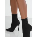 Pointed Toe Heeled Slip On Stretch Boots
