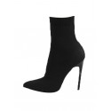 Pointed Toe Heeled Slip On Stretch Boots