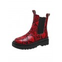 Snakeskin Pattern Slip On Ankle Boots