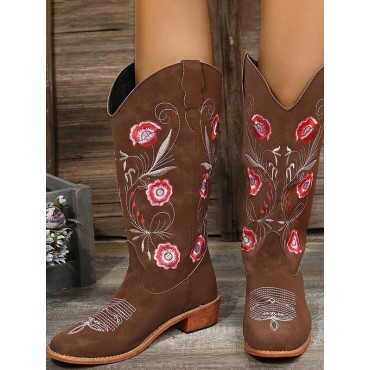 Floral Embroidered Western Boots
