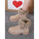 Faux Suede Fleece Lined Lug Sole Boots