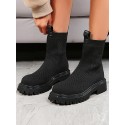 Stretch Knit Chunky Boots