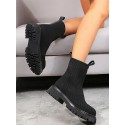 Stretch Knit Chunky Boots