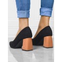 Pointed Toe Slip On Chunky Heeled Pumps