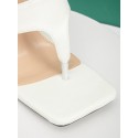 Heeled Square Toe Slip On Thong Sandals