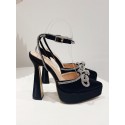 Ankle Strap Rhinestones Bow Detail Platform Heeled Sandals Pumps