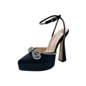 Ankle Strap Rhinestones Bow Detail Platform Heeled Sandals Pumps