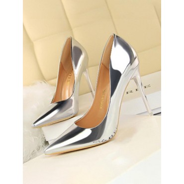 Metallic Stiletto Heel Pointed Toe Pumps