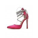 Glitter Tie Leg Design Strappy Stiletto Heeled Pointed Toe Gladiator Pumps