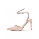 Women's Fashion Elegant Daily Rhinestones Decor Criss Cross Slingback Ankle Wrap Buckle Strap Closed Pointed Toe High Heeled Sandals Pumps