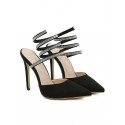 Rhinestones Detail Ankle Wrap Heeled Party Pumps