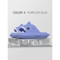Funny Cute Style Cartoon Shark Shape Indoor Home Chunky Style Cloud Slides Slippers For Men And WomenDeep Blue