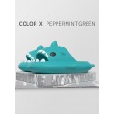 Funny Cute Style Cartoon Shark Shape Indoor Home Chunky Style Cloud Slides Slippers For Men And WomenGreen