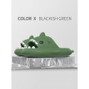 Funny Cute Style Cartoon Shark Shape Indoor Home Chunky Style Cloud Slides Slippers For Men And WomenDeep Green