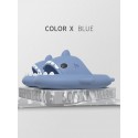 Funny Cute Style Cartoon Shark Shape Indoor Home Chunky Style Cloud Slides Slippers For Men And WomenLight Blue